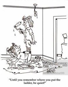 'Until you remember where you put the ladder, be quiet!'