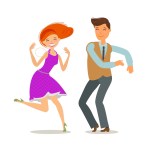 Couple dancing. Dance party concept. Cartoon vector illustration