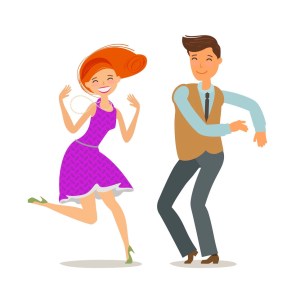 Couple dancing. Dance party concept. Cartoon vector illustration